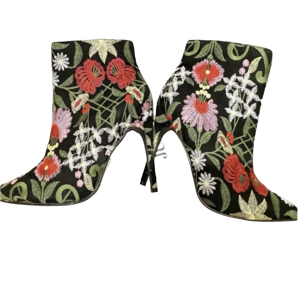 Justfab Black Boots Floral Maxime Bootie Women Size 8